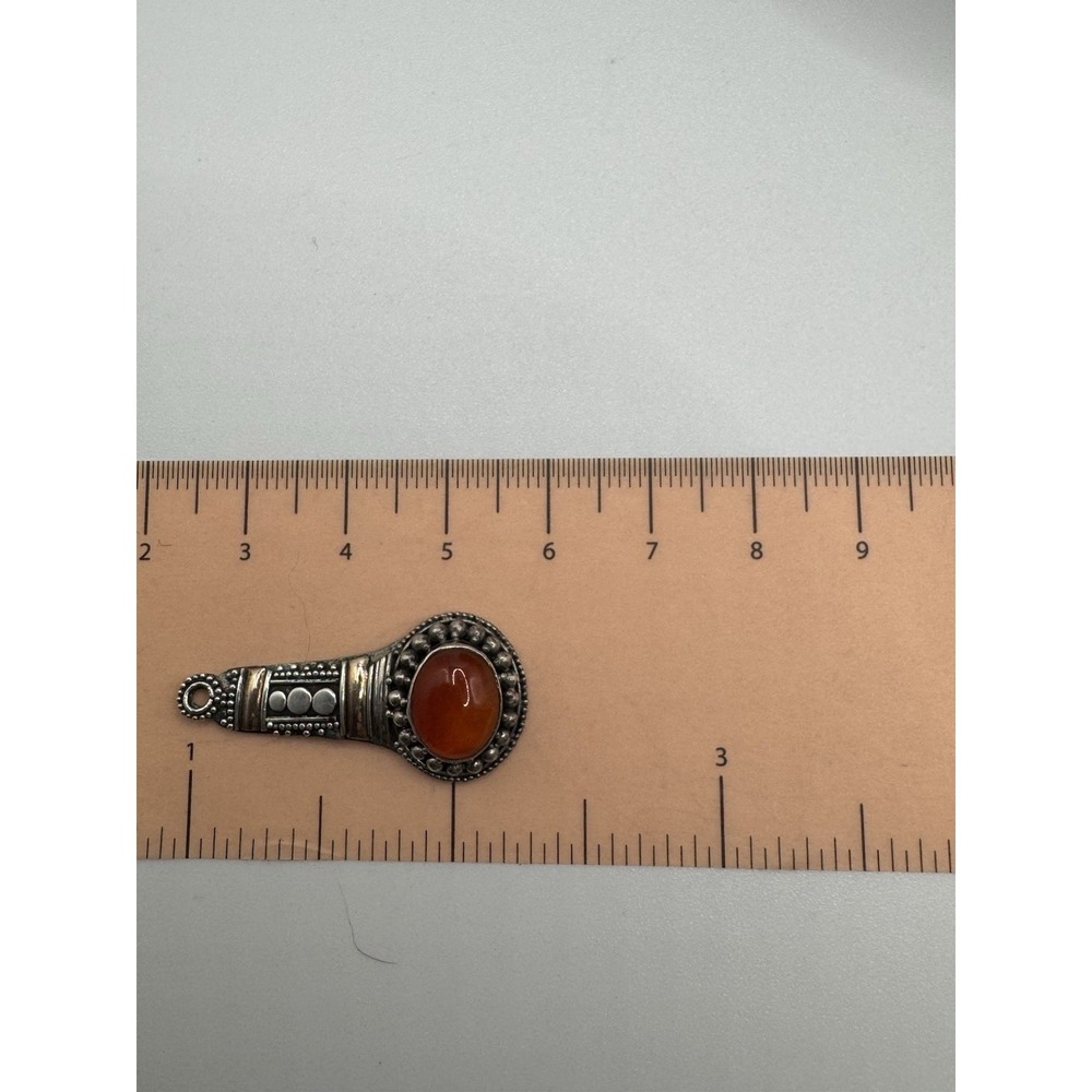 Vintage Carnelian and 925 Silver‎ Pendant - Picture 4 of 8